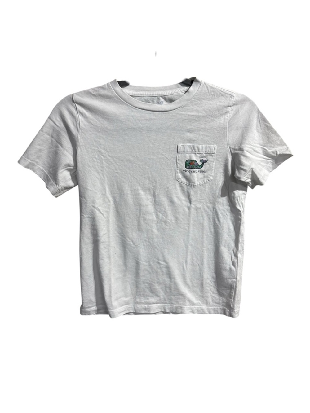 Girls Vineyard Vines T Shirt Small White Whale Logo Pocket Graphic size S (8-10)